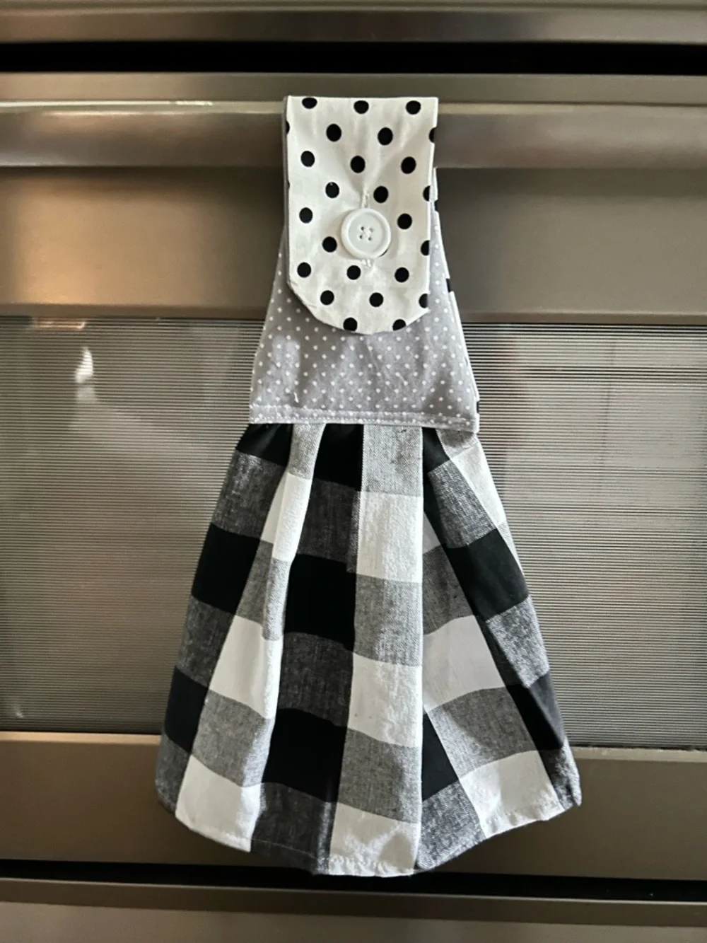 Hand Crafted Black & White Buffalo Plaid Hanging Kitchen Hand  Towel